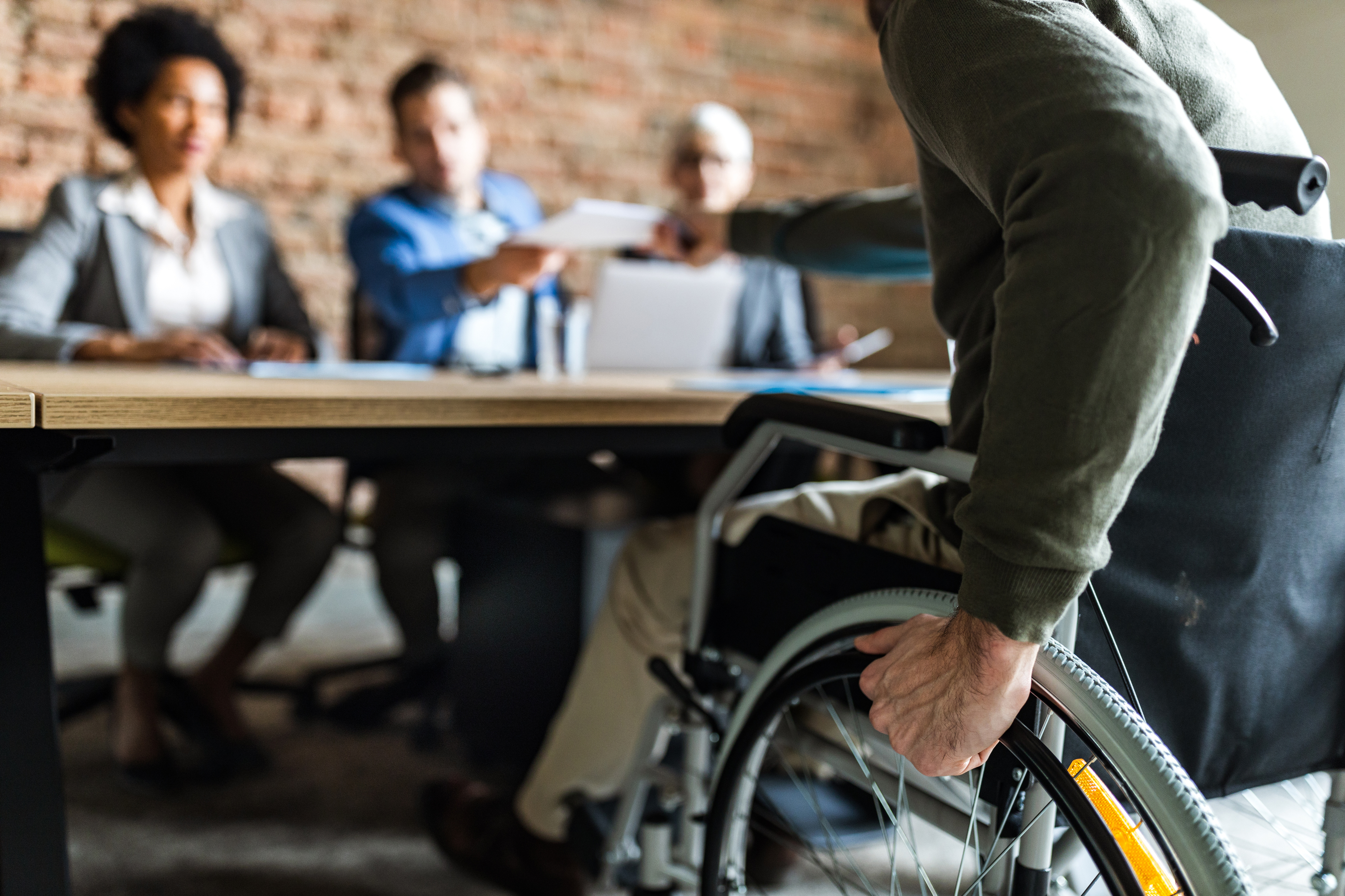 job applicant in a wheel chair