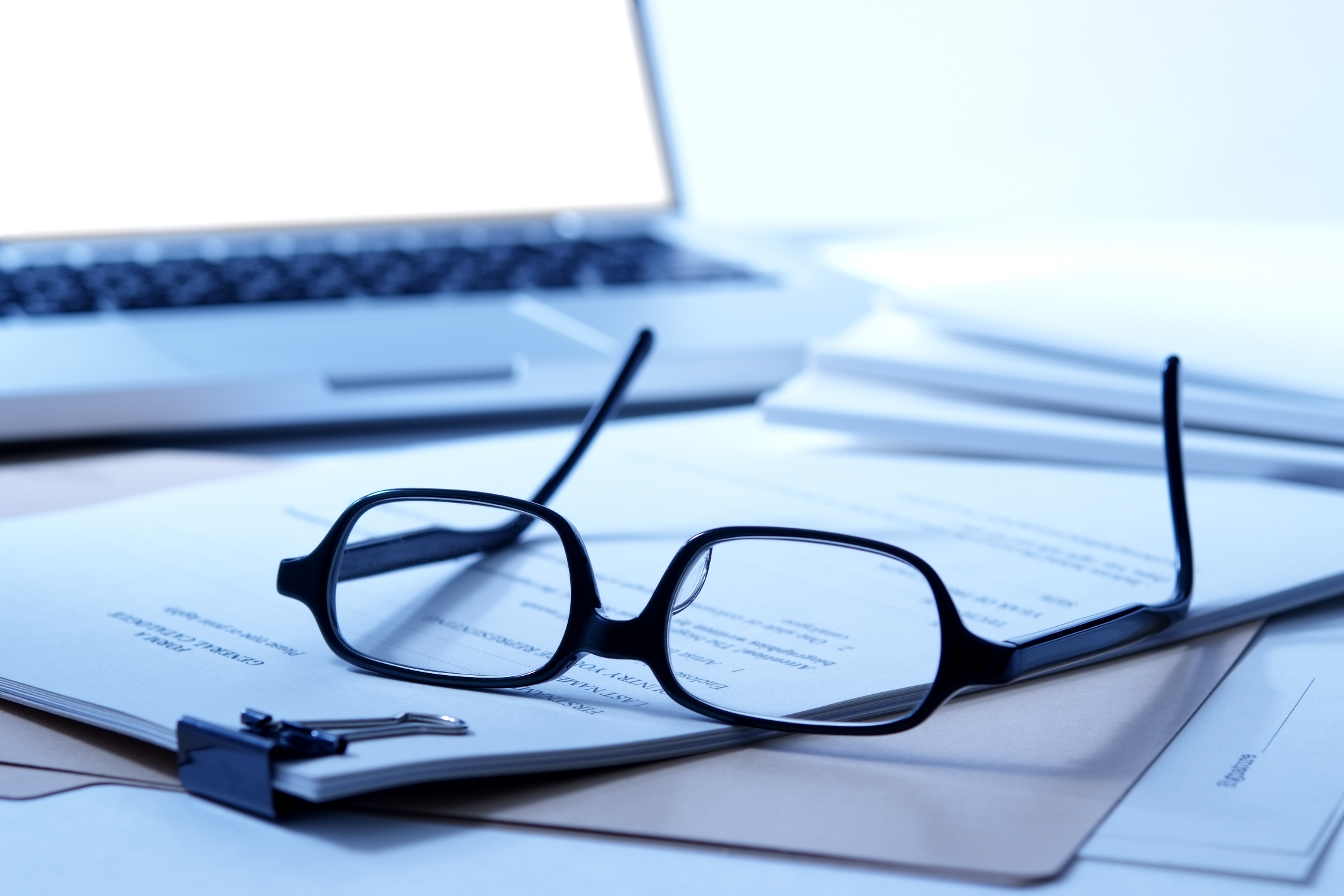 Glasses on a desk